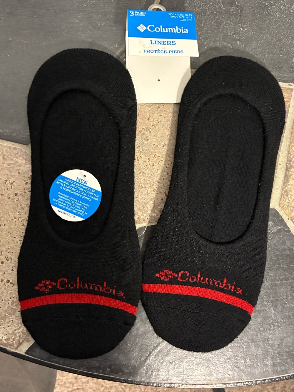 NEW Columbia 2 Pair Black No Show Liner Socks Men’s Size 10-13